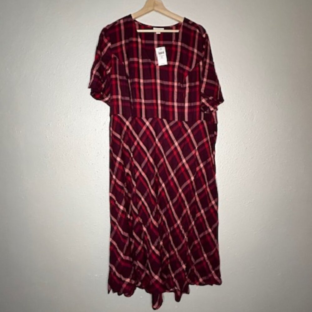 J. Jill Plaid Midi Dress Size 2X - Picture 1 of 5